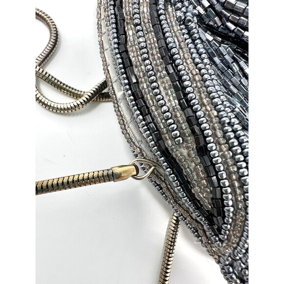 Vintage Neiman Marcus Beaded Clamshell Purse Satin Evening Bag 20s Gatsby Party - Picture 10 of 15